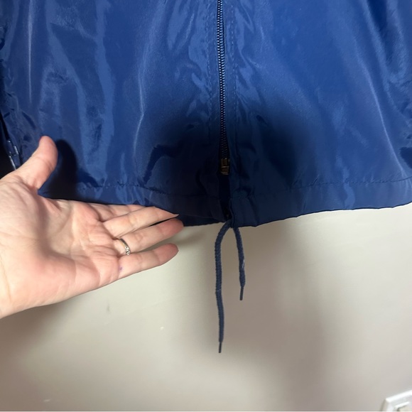 Eddie Bauer Blue Windbreaker Jacket with Hidden Hood Size Large - Picture 9 of 9